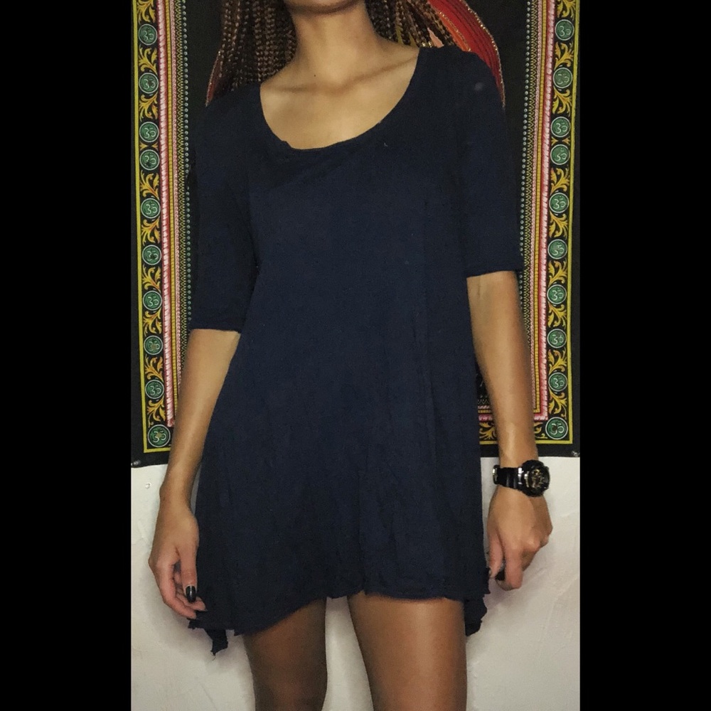 S FREE PEOPLE Dark Blue Slit Tunic
